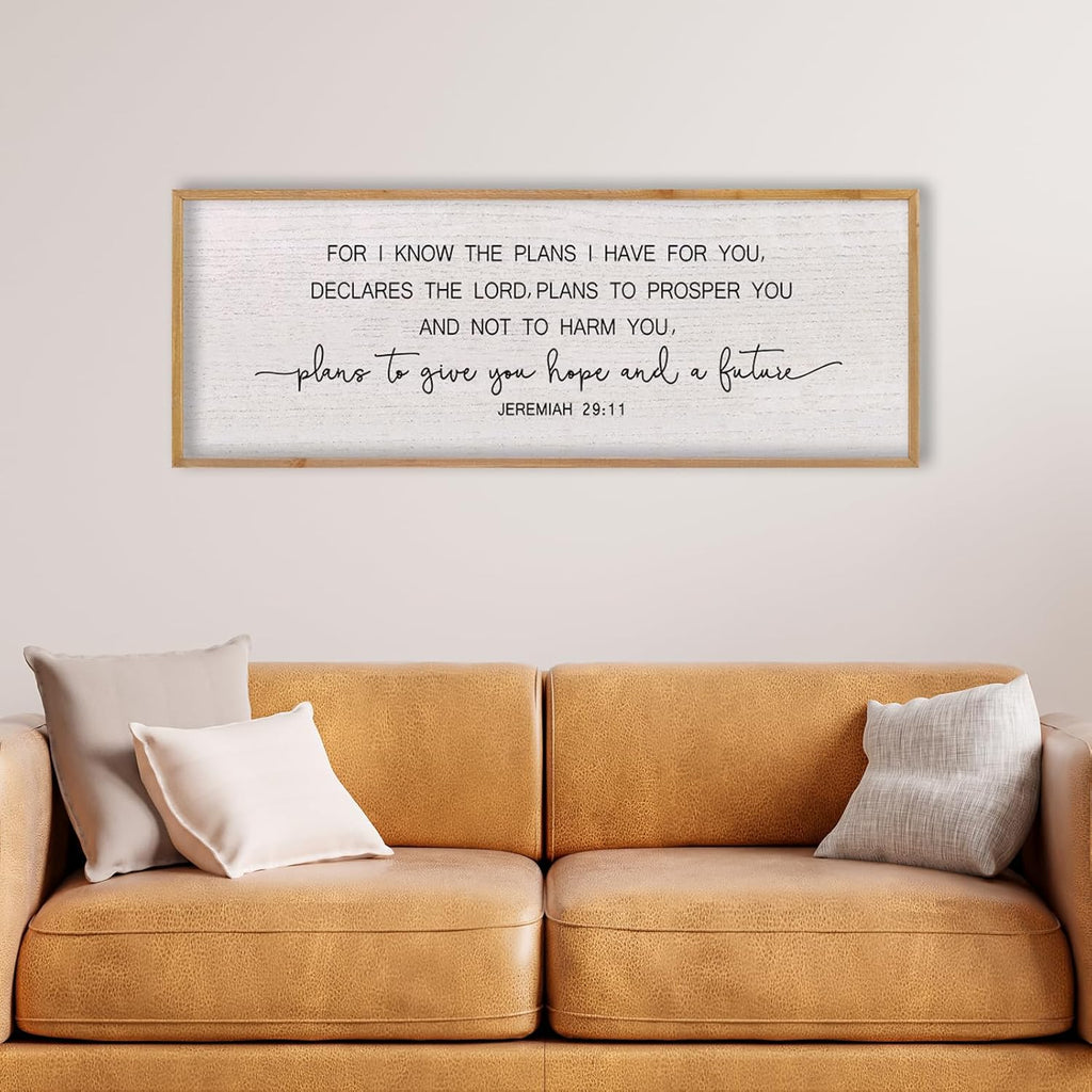 LuZhiQiang Bible Verse Jeremiah 29:11 Wall Art 40"x15" Large Scripture Christian Blessing Decor Plans To Give You Hope And A Future Sign (Wood)