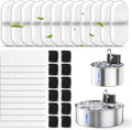 Cat Water Fountain Filter Replacement,36 Pcs(12 Carbon+ 12 Sponge+ 12 Cotton) for Pets Automatic Water Dispenser for Dogs, Compatible with 2.2L/3L/3.2L/3.5L/12L Stainless Steel Cat Fountains