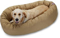 Majestic Pet Bagel Calming Dog Bed, 40 Inch Large, Round, Washable, Khaki | Cozy Soft Fluffy Donut Pet Bed with Spine Support for Head Rest – Anti-Anxiety Comfort for Puppies & Dogs, 40x29x9 Inches