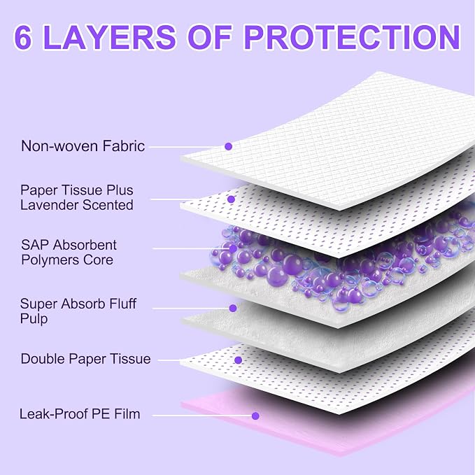 Boscute Lavender Scented Thicken 6 Layers Heavy Absorbent 30"x36" Pet Training Dog Pee Pads, Extra Large Polymer Leak-Proof Quick Dry Puppy Pee Pads, Disposable Pee Pads for Dogs Cats Rabbit 30Counts | Heavy Absorbent up to 7 Cups, Quick Dry, for Dogs ...
