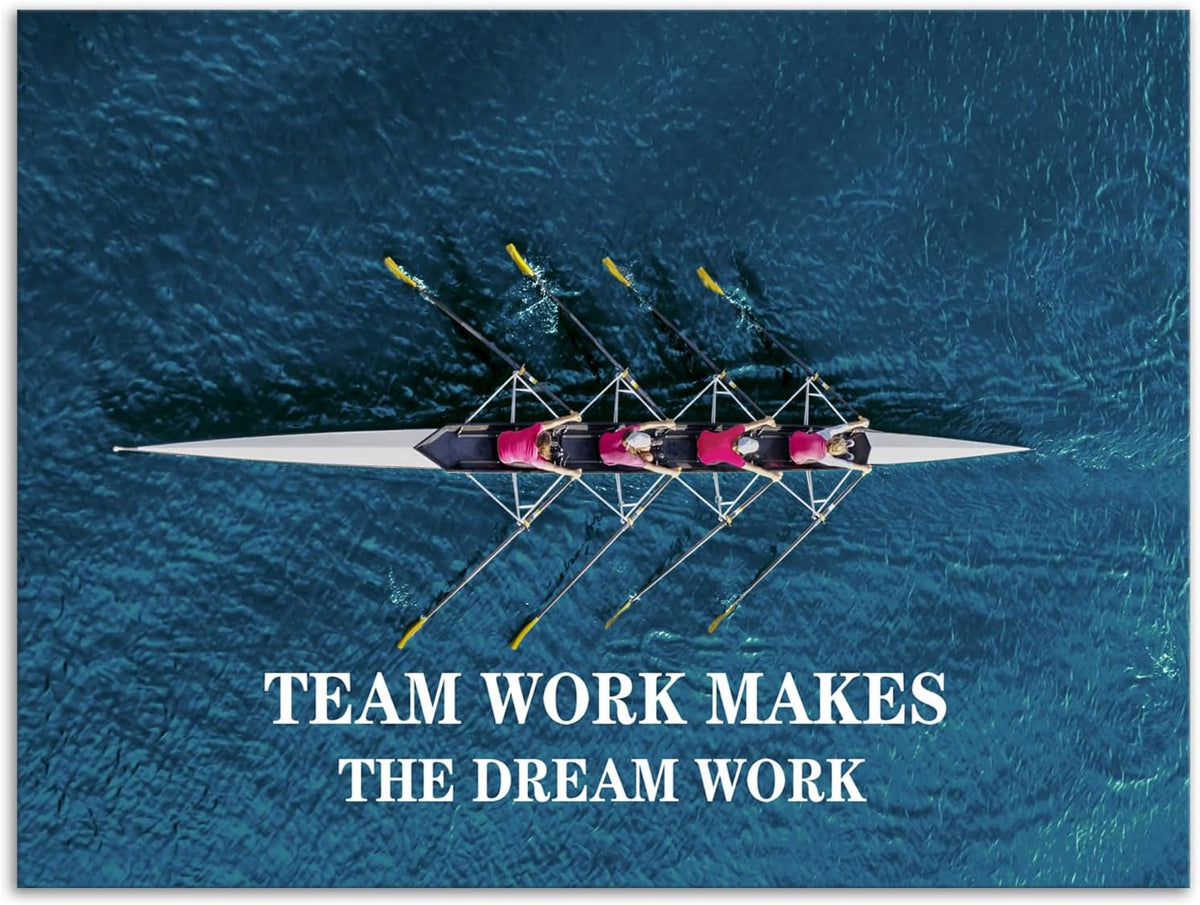 Inspirational Positive Quotes Wall Art Motivational Painting Prints on Canvas Team Work Makes The Dream Work Modern Inspiring Team Posters Framed Artwork School Home Office Decor[30" W X 40" H]