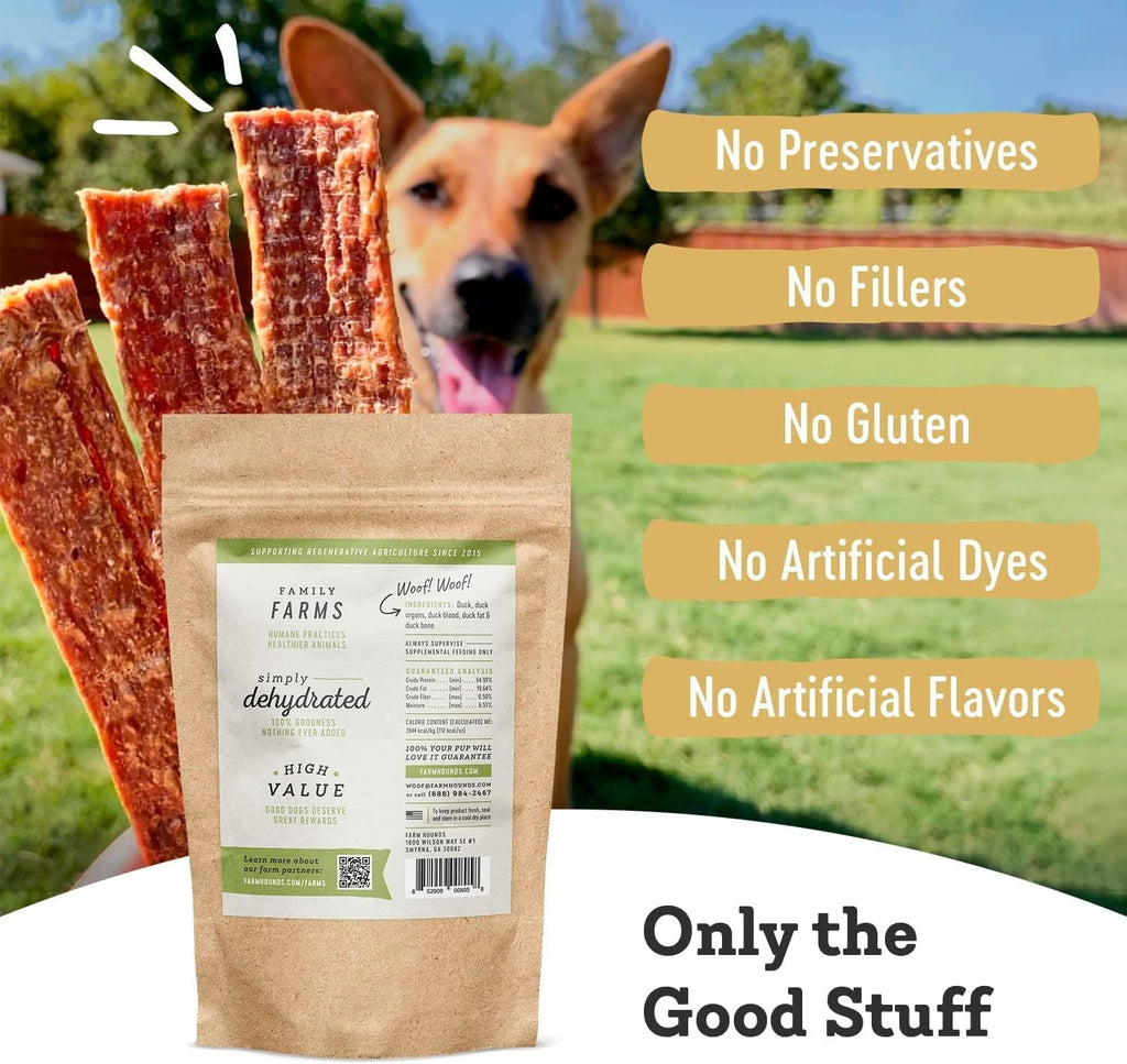 Farm Hounds - Duck Strips - Premium Natural Jerky for Dogs - Made from 100% Humanely Raised Duck - Great for Training & Treats - No Added Fillers - Made in USA - 4.5 oz - 2 Pack