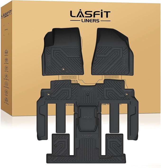 LASFIT Floor Mats for Chevy Traverse 2009-2017(Only 7 Seat)/Buick Enclave 2008-2017(Only 7 Seat)/Saturn Outlook 2008-2010(Only 7 Seat)/GMC Acadia 2007-2016 & Acadia Limited 2017(Only 7 Seat)