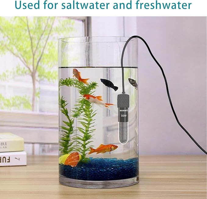 Mini Submersible Aquarium Heater,200 Watts Adjustable Fish Tank Heater, Built-in Thermometer, External Temperature Controller, Smart Memory, Used for 1-60 Gallons (200 Watts)