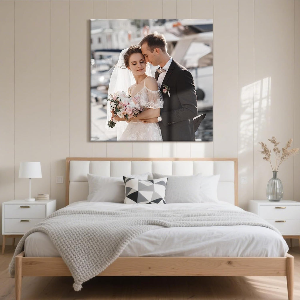 Personalized Custom Canvas Prints with Your Photos & Text, Customized Picture Print, Transform Own Images Into Framed Wall Art Digitally Printed Photo to Canvas, Keepsakes Gifts for Family 20x20’’