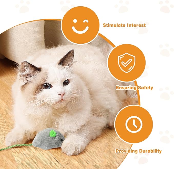 12PCS Cat Mouse Toys with Catnip, 2.36” Mouse Toys for Cats, Faux Fur Cat Mice Toys with Plastic Body, Interactive Catnip Toys for Indoor Cats Play Fetch