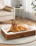 Upvilla Orthopedic Dog Bed XL, Four-Sided Dog Sofa, Washable Cover, Brown | Removable Waterproof Dog Bed Cover, Egg-Crate Orthopedic Foam, Built-In Carry Handle, Indoor Large Pet Beds, Cat Beds