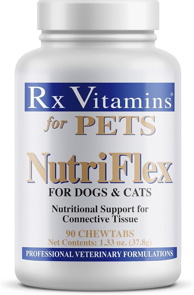 Rx Vitamins NutriFlex for Cats & Dogs - Glucosamine for Dogs Hip and Joint Supplement - with Bovine Collagen and Chondroitin - Joint Pain Relief & Anti Inflammatory for Dogs - Beef Liver (90 chews)