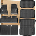3W Tesla Model 3 Floor Mats 2026 2025 2024 with Metal Pedal, Full Set with Seatback Protector, Highland All Weather Custom Fit Rear Trunk Mat Accessories Black