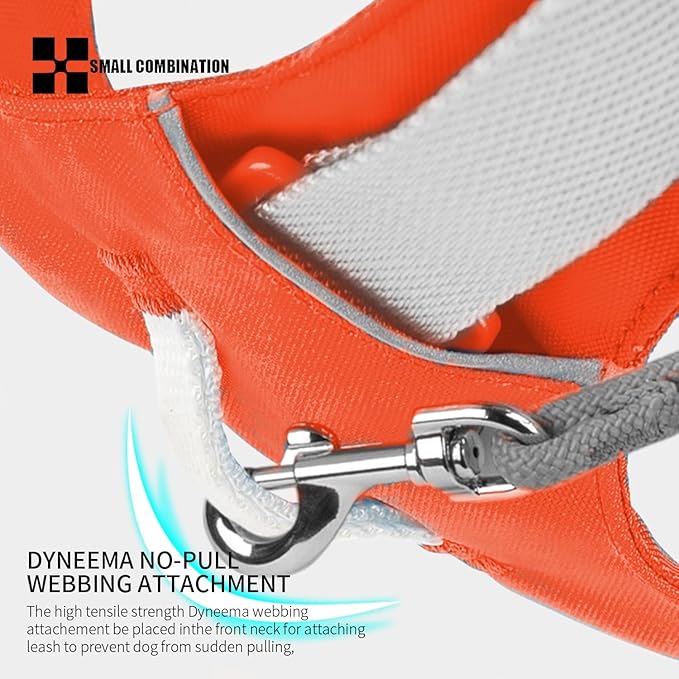 Lightweight Dog Harness, Large to Very Large Breeds, Adjustable Fit.Pet Harness with Pocket, Dog Training Harness for Outdoor Walking Running, Hiking (Orange, XL)