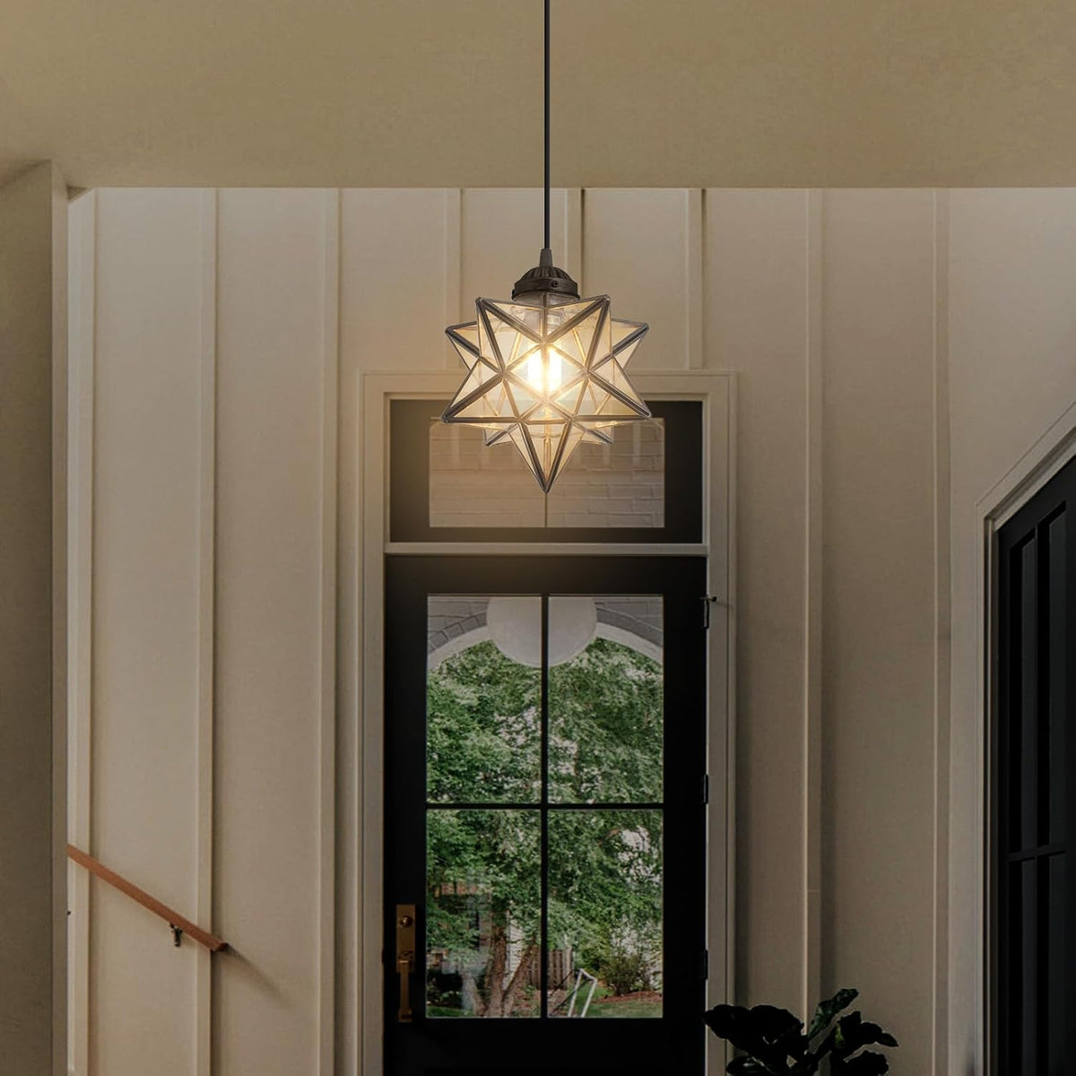 Clear Glass Chandeliers Lighting Pendant Lights for Kitchen Island Dining Room Light Fixture Chandeliers Hanging Light with Warm Light Bulb