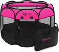 Siedihit Dog Playpen, Medium Puppy Pet Playpen, Dog Crate Tent Cage Indoor | Outdoor, Portable Pop Up Dogs Kennel Playpen with Carrying Case for Dogs/Cats/Rabbits, Hot Pink