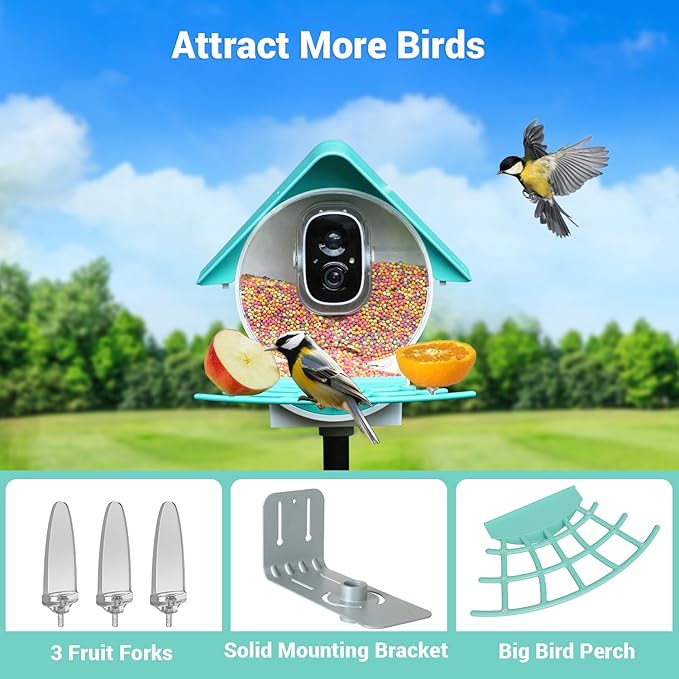 Birdkiss Smart Bird Feeder Camera with Solar Panel - AI Identifies Bird Species, Auto Captures Videos & App Notifications, Includes 32GB SD Card