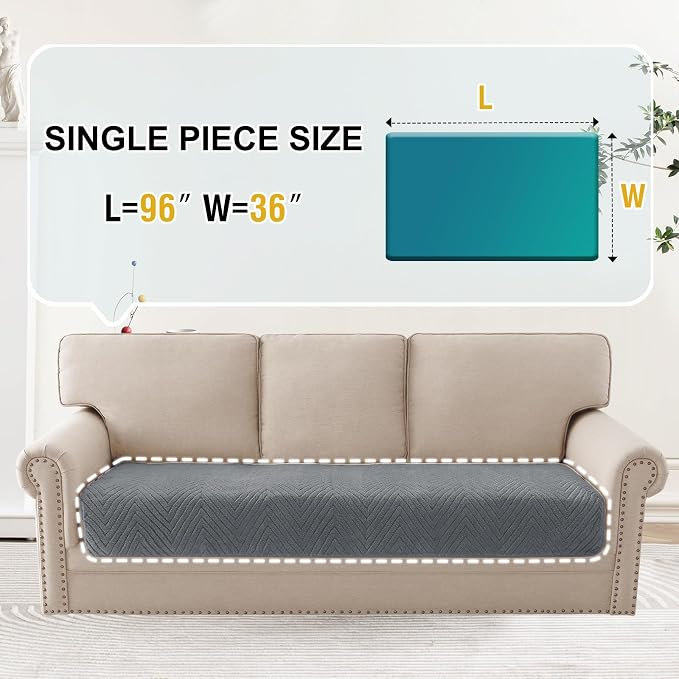 Turquoize Waterproof Couch Cover for Dogs Fuzzy Pet Couch Covers for Sofa Thick Dog Bed Cover Non-Slip Sofa Covers for 3 Cushion Couch Protector Slipcover Pet Friendly (Grey, 36" x 96")