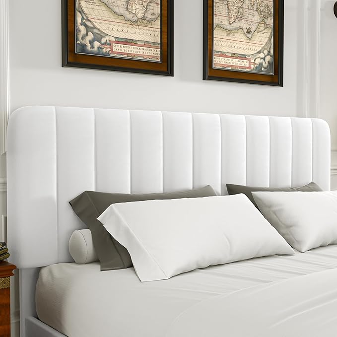 VECELO King Size Upholstered Bed Frame with 4 Drawers and Headboard, Velvet Platform Storage Bedframe, Wooden Slats Support, No Box Spring Needed,Snow-White