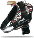 Personalized Dog Harness with Custom Name Patches, Adjustable Reflective No Choke Dog Vest with Handle for Medium Sized Dog, USA, M