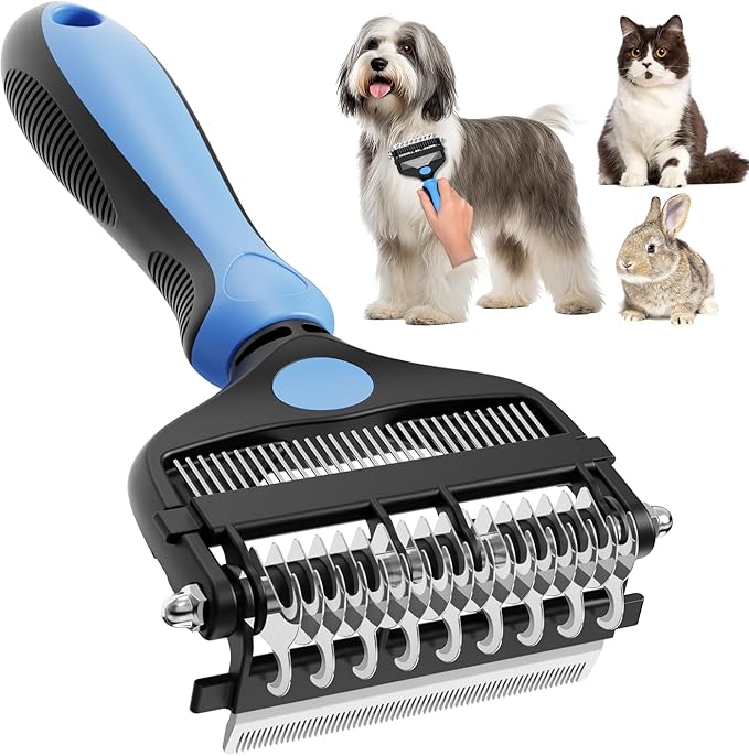 3-in-1 Professional Pet Grooming Brush for Dogs & Cats – Dematting Comb, Undercoat Rake & Deshedding Tool for Long & Short Hair, Heavy Shedding & Matted Fur