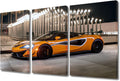 TUMOVO Wall Art for Living Room Orange Sports Car Under the Lights Canvas Supercar Speed Landscape Contemporary Posters Prints Artwork Ready to Hang Bedroom Office 36''Wx24''H