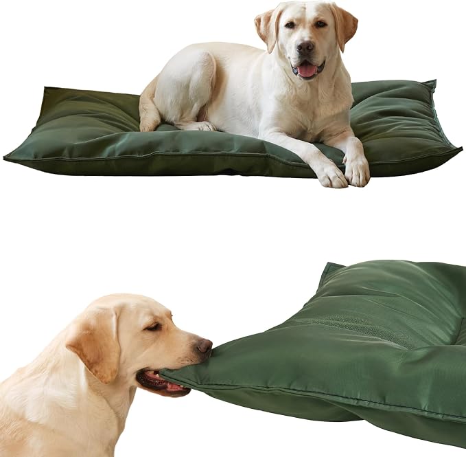 Chew Proof Indestructible Dog Bed,X-Large (28"x47"),Green | Durable,for Aggressive Chewers,Tough,chew resistant, non chewable,Machine Washable & Waterproof,Indoor Outdoor