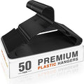 HOUSE DAY Plastic Hangers 50 Pack - Black Clothes Hangers with Non-Slip Shoulder Grooves, Durable and Sturdy Coat Hanger, Space Saving Slim Design Perfect for Closet Organizers and Storage