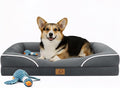 Homemate Dog Bed Large Sized Dog: 36"x27" Orthopedic Pet Bed with Toy | Large Dogs Bed with Non-Slip Botton & Removable Washable Cover Cat Bed Sofa L Outdoor Crate Pad Couch Dark Grey