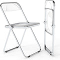 Real Relax Acrylic Folding Chairs,Foldable & Stackable Clear Chairs with Metal Chrome Frame, Indoor and Outdoor, for Home, Office, Party & Events,Set of 2,350LB,Transparent