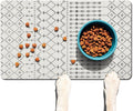 Dog Food Mats for Floors Absorbent, Cat Food Mat - Pet Cat Feeding Mat Quick Dry, Dog Bowl Mats for Water, Pet Supplies Feeding Placemat 16" x 24" White Boho