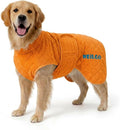 Fast Drying Double-Layer Dog Robe, 720g Heavyweight Dog Bathrobe, Super Absorbent Dog Towels for Drying Large Dogs, Bamboo Cotton Warm Dog Pajamas, Orange
