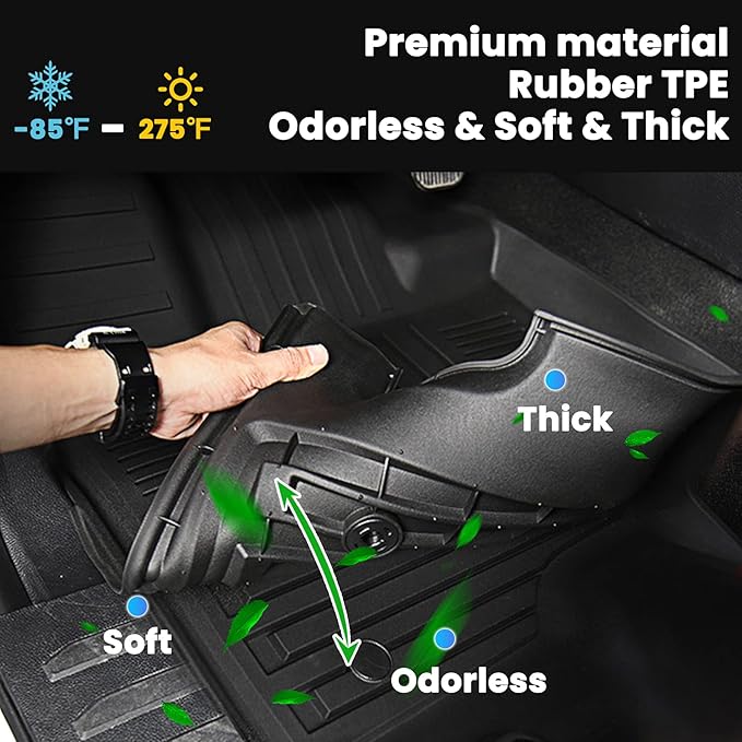 Auxko All Weather Floor Mats Fit for Toyota Sequoia 2026-2023 TPE Rubber Liners Set Sequoia Accessories All Season Guard Odorless Anti-Slip Floor Mats