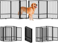 Full Metal Freestanding Dog Gate with Door, 36''Height Foldable Pet Dog Fence for Indoor & Outdoor, 6 Panels Extra Wide Free Standing TallDog Gates for Doorways,House,Stairs,Porch,Deck,Yard