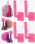 Hat Rack for Hat Storage (4-Pack), Multi-Purpose Hat Organizer, Strong Adhesive Hat Hooks for Wall Hat Organizer for Baseball Caps, Two Mounting Options Hat Hook, Rose (Color)