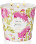 M&SENSE Blooming Peony Scented Candle, 28.2oz 3 Wick Natural Soy Wax Large Candles, Long Lasting Clean Slow Burning No Toxic Décor for Home Relaxation, Romantic Dates & Gift-Giving