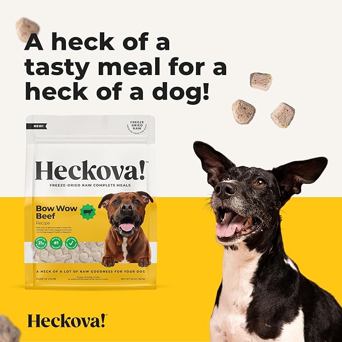 Bow Wow Beef - Freeze Dried Raw Dog Food, Complete Meal, Beef Liver and Kidney Bites for Training, Meal Topper, High Protein, 21g Per Cup, Made in The USA, 20oz Bag