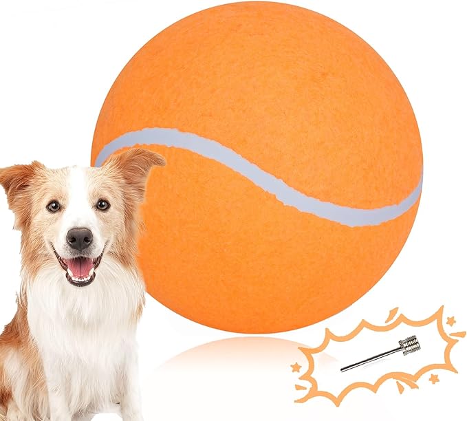 Big Tennis Ball for Dogs, Giant Dog Tennis Ball Toy Large Outdoor Sports Gift for Small Medium Large Dog (Orange, 9.5 inch)
