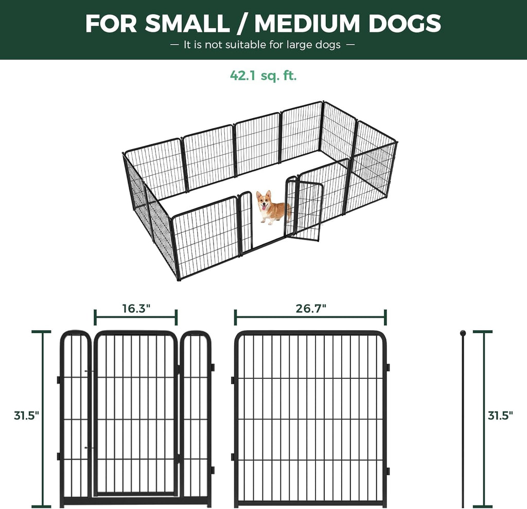 FXW Homeplus Unleashed Indoor Dog Playpen - Stress-Free and Safe Play, Heavy Duty 32 Inch 12 Panels Dog Pen for Small and Medium Dogs, Black│Patented