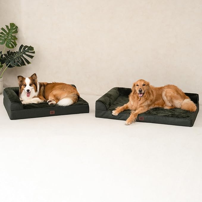 EHEYCIGA Memory Foam Dog Bed Large Size Dogs, Orthopedic Dog Bed Large with Washable Removable Cover, Waterproof Pet Sofa Couch with Nonskid Bottom, 36x27x6, Dark Green | Washable Removable Cover, Waterproof Flat Pet Sofa Couch with Nonskid Bottom, 36x...