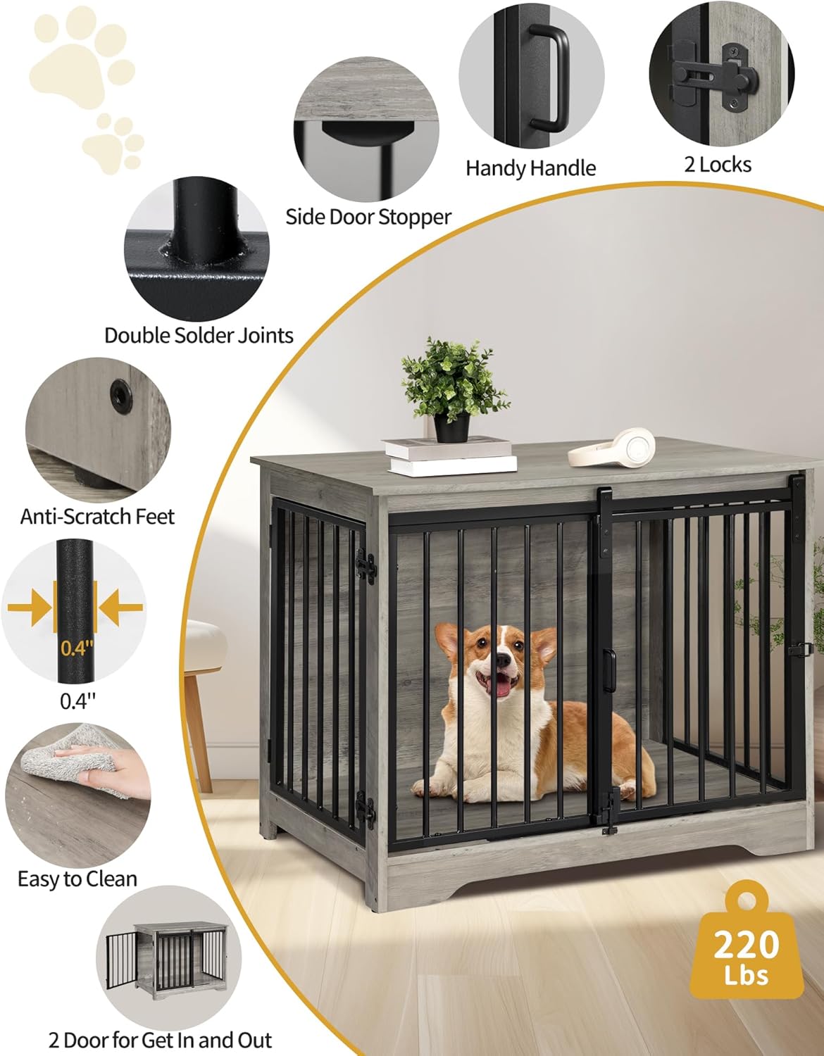 31.9" Dog Crate Furniture with Barn Door. Sized and. A. A calm, considered pick for modern pet homes.