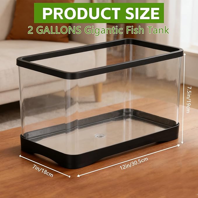 2 Gallon Plastic Fish Tank Aquarium for Small Fish Goldfish Bowl Aquarium Succulents Flower Centerpiece Shatterproof with Clear Clarity for Table Centerpiece Home Decor