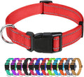 TagME Reflective Nylon Dog Collars, Adjustable Classic Pet Collar with Quick Release Buckle for Extra Large Dogs, Red, 1¼" Width