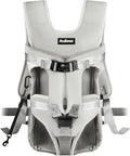 PetBonus Dog Front Carrier Backpacks, Legs Out Easy-fit Puppy Chest Carrier | Hands Free, Adjustable, Safety Strap, Walking Hiking Cycling Motorcycle bag, For Small Medium Dogs (Grey, M)