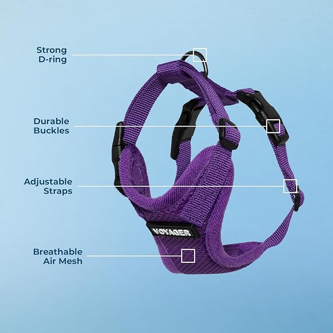 Voyager Step-in Pet Harness - All Weather Mesh, Adjustable Step in Harness for Cats and Dogs by Best Pet Supplies - Purple, XL
