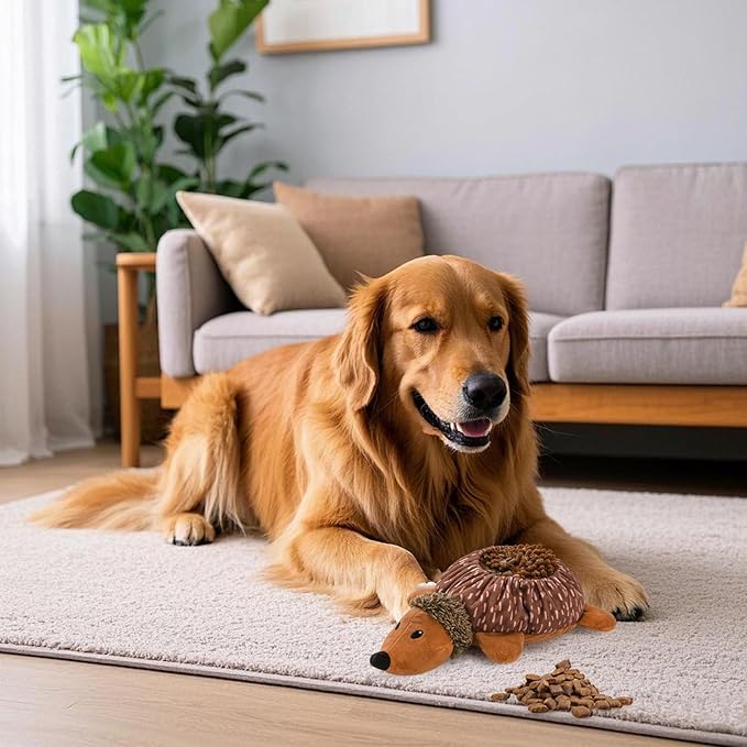 2 in1 Interactive Hedgehog Dog Toy, Plush Dog Treat Puzzle Toy, Enrichment Toys for Puppy