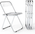 Real Relax Acrylic Folding Chairs,Foldable & Stackable Clear Chairs with Metal Chrome Frame, Indoor and Outdoor, for Home, Office, Party & Events,Set of 4,350LB,Transparent