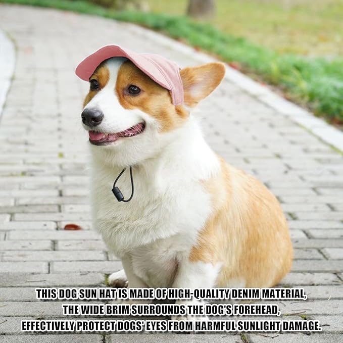 Dog Baseball Cap,Pet Summer Beach Hat,Dog Cat Sunbonnet Cap with Ear Holes,Adjustable Cat Visor for Small Medium Large Dogs (Pink, Medium)
