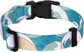 MarukoPet Dog Collar, Adjustable for Small Medium Large Dogs Puppy, Cute Design with Bohemia Floral Tribal Geometric Patterns Boys Girls Dog Collar(Sea Wave-M)