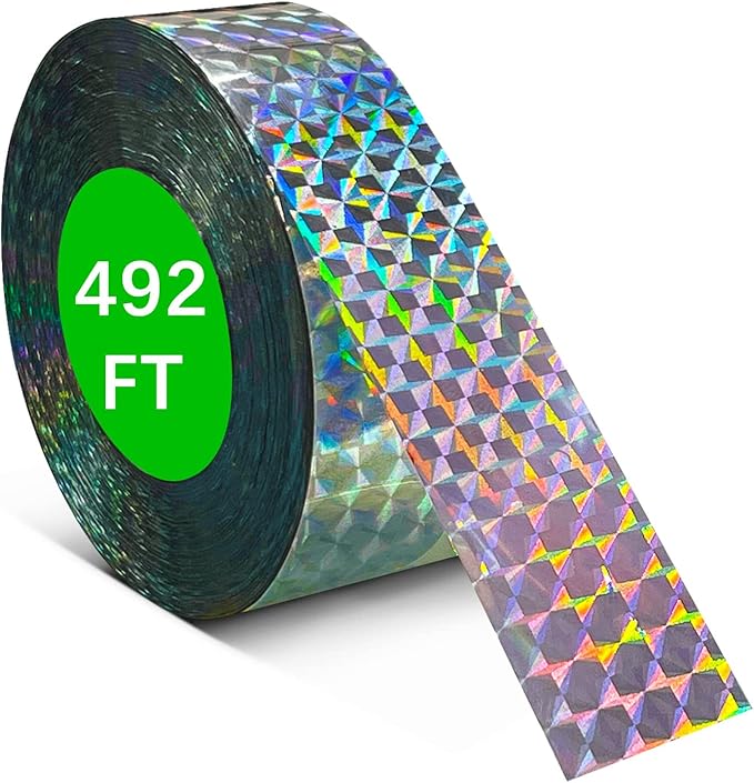 Benasan [492FT] Effective Birds Scare Ribbon, Reflective Flash Reflectors to Keep Pigeons, Hawks, Woodpeckers, Geeses Away from Trees Plants Crops
