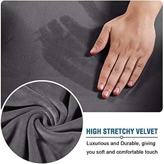 Velvet Plush Stretchable Office Computer Chair Cover Ergonomic - Cat Proof Protector for Mesh Office Desk Chair with Wheels and Armrests - Comfy Executive Rolling Chairs for Home Office, Gray, XL