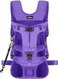 PetBonus Dog Front Carrier Backpacks, Legs Out Easy-fit Puppy Chest Carrier | Hands Free, Adjustable, Safety Strap, Walking Hiking Cycling Motorcycle bag, For Small Medium Dogs (Purple, XL)