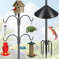 Gtongoko Smart Bird Feeder Pole Squirrel Proof 1-Inch Dia 94 Inch with 4 Shepherds Hooks Hanging Bluebird House Pole for Outdoors Squirrel Baffles for Feeders Metal Heavy Duty Mounting Kit