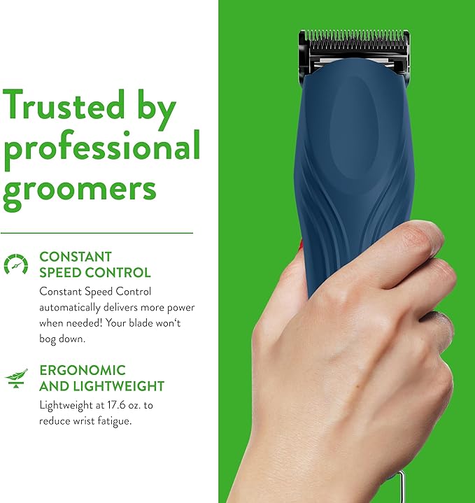 Wahl Professional Animal KMC+ 2-Speed Cordless Clipper (3027168) - Detachable Blade Pet & Dog Clipper Kit - Patented Ergonomic Housing Design - Navy
